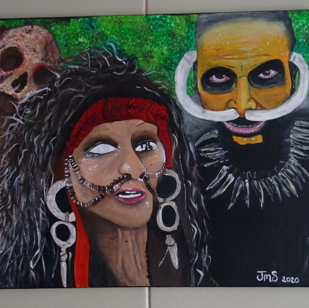 16"×20" HORROR movie cannibalism  Green inferno Original single piece painting